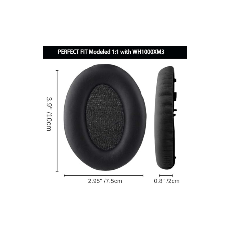 Replacement Ear Pads for Sony WH-1000XM3 Headphones, Black