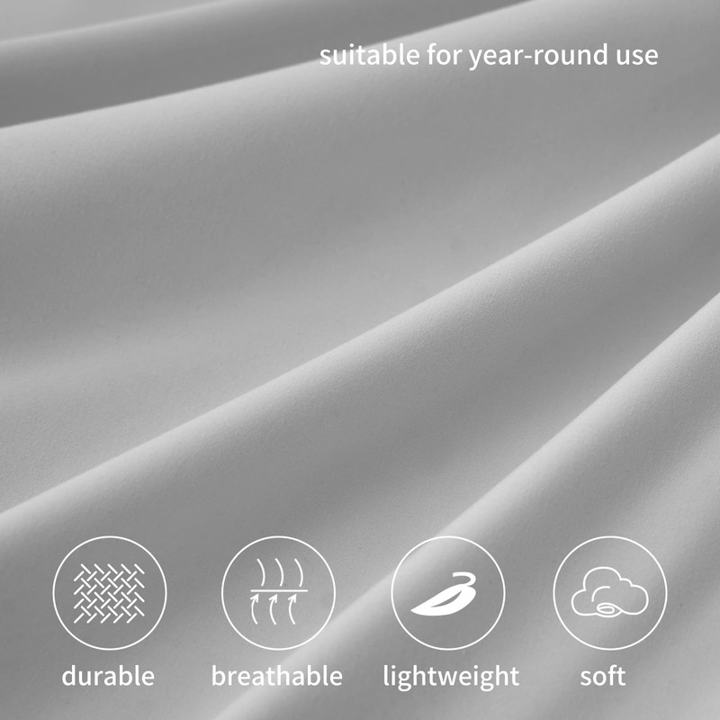 RUIKASI Double Fitted Sheet Deep - Light Grey Bottom Sheet