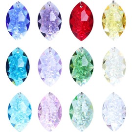 H&D HYALINE & DORA 12 Pieces 38 mm Multiple Colours Chandelier Crystal Prism Glass Faceted Horse Eyes Suncatcher Window Hanging Pendant
