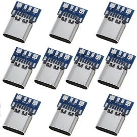 PENGLIN USB 3.1 Type C Male 24-Pin Female Adapter for Soldering Wires and Cables 24P PCB Board Support Module Pack of 10