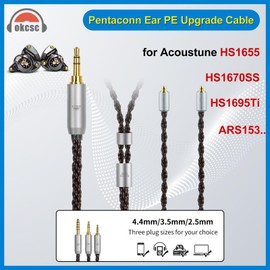 okcsc Acoustune Pentaconn Ear PE 8 Core Upgarded OFC Audio Cable Pure Copper Alloy Earphone Cable for Pentaconn Ear PE Upgrade Cable for Acoustune HS1650CU HS1655CU 1670SS HS1695Ti 2.5MM 3.94FT