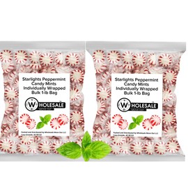 Peppermint Starlight Candy 2-Pack Bundle Of Bulk Candy 2-LBS Total (Approx. 150 pcs) Individually Wrapped Mints