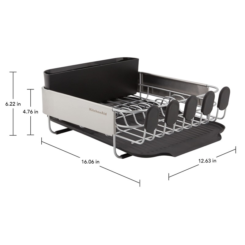 KitchenAid Compact, Space Saving Rust Resistant Dish Rack with Removable