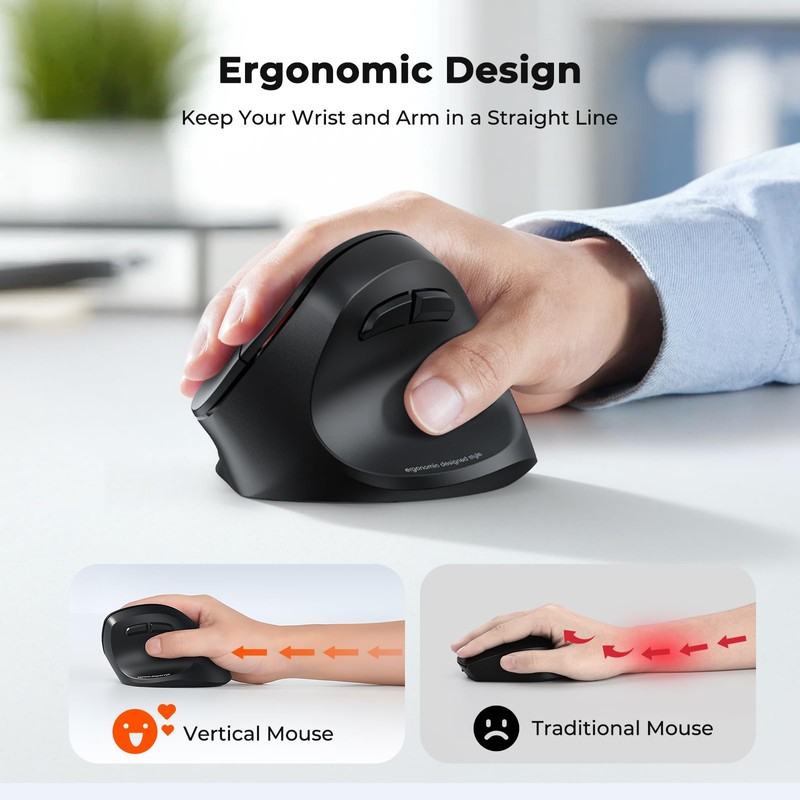 MEETION Ergonomic Mouse Wireless, Bluetooth Vertical Mouse with 3 Multi-Device