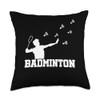 Badminton Graphic Badminton Player Shuttlecock Sports Smash Throw Pillow