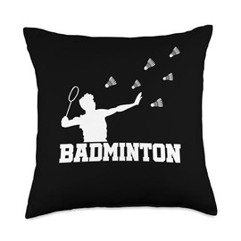 Badminton Graphic Badminton Player Shuttlecock Sports Smash Throw Pillow