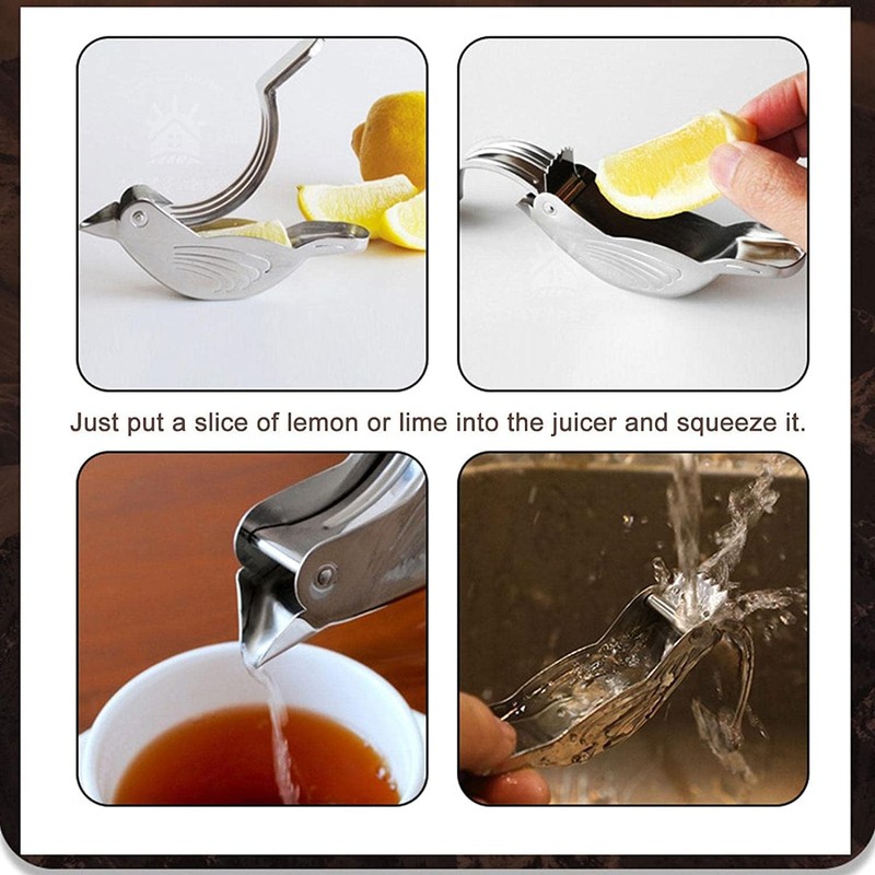 2 Pcs Silver Bird Shape Lemon Juicer Stainless Steel Manual