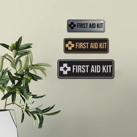 Standard First Aid Kit Sign (Brushed Gold) - Small (2 Pack)