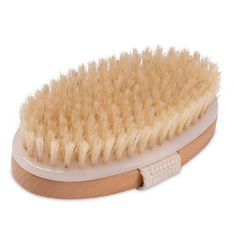 K-Pro Dry Brush Body Brush Natural Bristles - Cellulite Wood