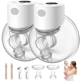 Breast Pump Hands-Free, Portable Wearable Breast Pump Electric with Double-Sealed Flange, 3 Modes & 9 Levels Wireless Breast Pumps Milk Collector, Smart Display, Memory Massage Function, 24mm