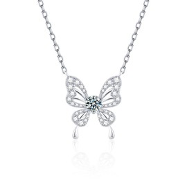 Byourcher 0.5 CT/D coroler/VVSI Moissanite diamond butterfly necklace, 925 sterling sliver