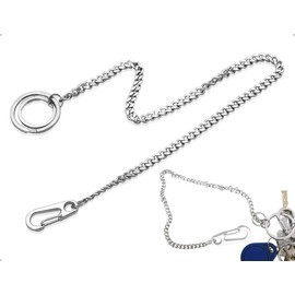KAPSING Hosenkette,Edelstahl Punk Hip Hop Handtasche Gliederkette mit Karabinerhaken und Schlüsselring,verwendet für Herren Damen Schlüsselanhänger Jeans Dekoration(Silber)