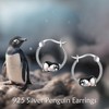 Penguin Hoop Earrings Sterling Silver Cute Animal Penguin Earrings Jewellry