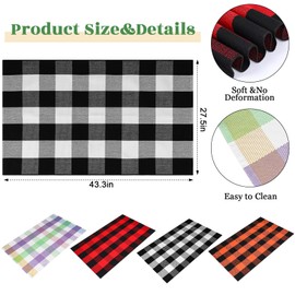 HunnmingRe 4 Pcs Buffalo Plaid Outdoor Rug 27.5'' x 43'' Checked Rug Washable Cotton Farmhouse Mat Plaid Checkered Carpet for Easter Layered Front Door Mats, Porch, Kitchen, Farmhouse, Entryway
