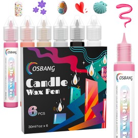 OSBANG Candle Wax Pen, 6 Vibrant Colors Candle Wax Pen Set, Easy to Use for Festival, Birthday Decorating, Blessing Writing & More DIY Crafts(30ml/1oz*6)