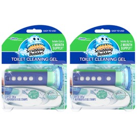 Scrubbing Bubbles Fresh Gel Toilet Cleaning Stamp, Rainshower, Dispenser with 6 Gel Stamps, 1.34 oz (Pack of 2)