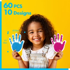 60 Pieces Colourful Hand Prints, Hand Accents, Cutouts, Pin Board, Classroom Decoration in 10 Colours, Crafts, Project, Party Supplies for Kids, Teachers, Students, Back to School, 13 x 10 cm