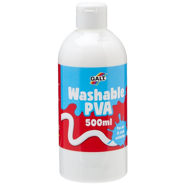 Galt Toys, Washable PVA Glue for Crafting - 500ml, Ideal Kids Glue for Slime Making, Washes Out of Clothing - Suitable for Paper, Card, Wood and Fabrics, Safe for Kids 3+