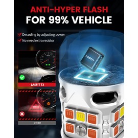 LASFIT 3157 Switchback LED Bulb, 3057 4157 White Amber T3 Series CANBUS Anti Hyper Flash Front Turn Signal DRL Parking Light New 500% Bright, Only for Standard Socket (Pack of 2)