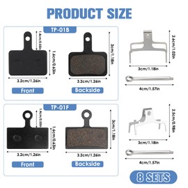 witeup Brake Pads Bicycle 8 Pieces, Copper Fibre Bicycle Brake Pads for Shimano Bicycle Brake Pads, Brake Pads Bicycle Disc Brake, Noise Reduction and Tear Resistance