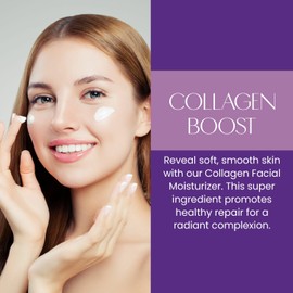 Hidratante facial diario con colágeno: hidratante, antienvejecimiento, reafirmante de la piel. Probado por dermatólogos, limpio.