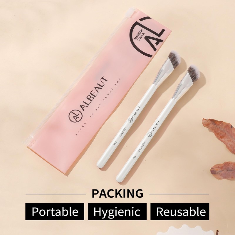 Albeaut Concealer Makeup Brushes 2 PCS Angled Brushes for Liquid,