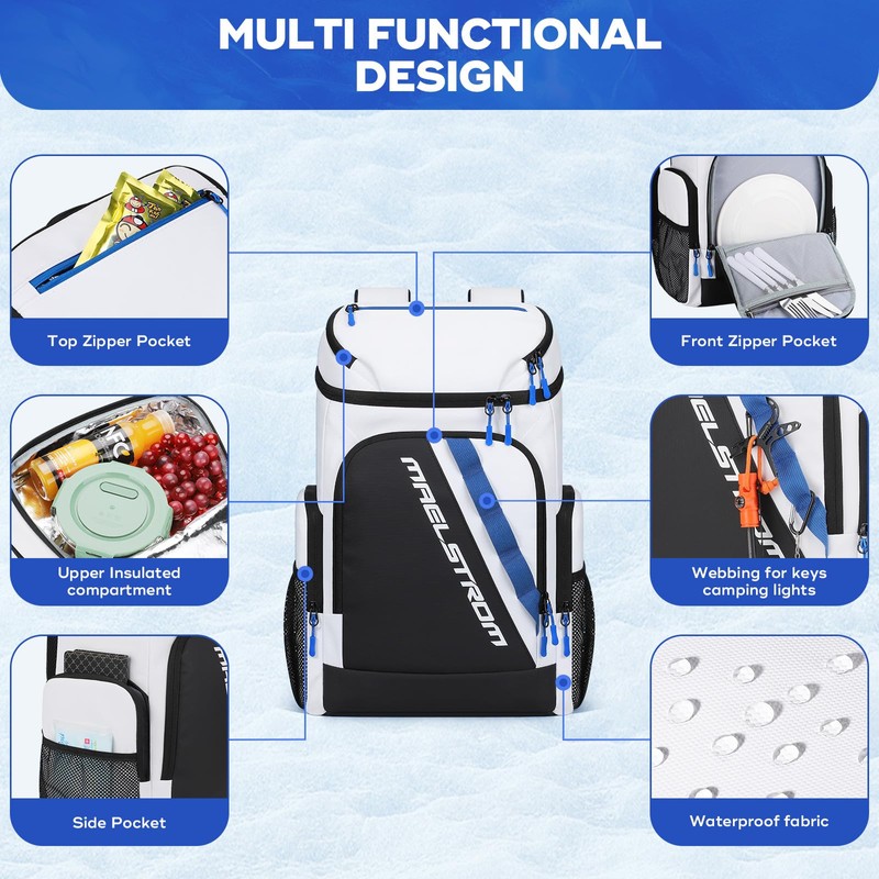 Maelstrom Backpack Cooler,36 Can Cooler Backpack,Soft Cooler Bag Insulated Leakproof,Lightweight