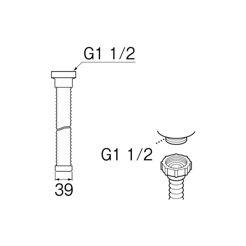 SANEI PH62-860-2 Sink Drain Hose Screw Type 6.6 ft (2