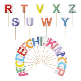 104 Pcs Mini Alphabet Toothpick Flags Decorations Color A-Z Party Theme 26 Letters Cupcake Toppers Cocktail Food Flags Decorations