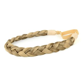 BOBIYA 3 Strand Synthetic Hair Braided Headband Classic Chunky Wide Plaited Braids Elastic Stretch Hairpiece for Women Girl Beauty Accessory (Ginger Blonde)