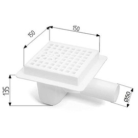 Sewerage Plastic Floor Ground Drain with Black Round Pattern Grid 50mm Pipe Diameter