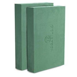 Yoga Studio Yoga Block 30cm x 20cm x 5cm Non-Slip EVA Block Twin Pack Beveled Edges Lightweight Exercise Accessories Sage Green