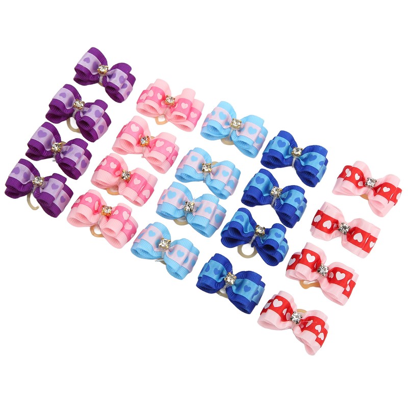 20pcs Pet Hair Bows Dog Grooming Bows with Rubber Bands