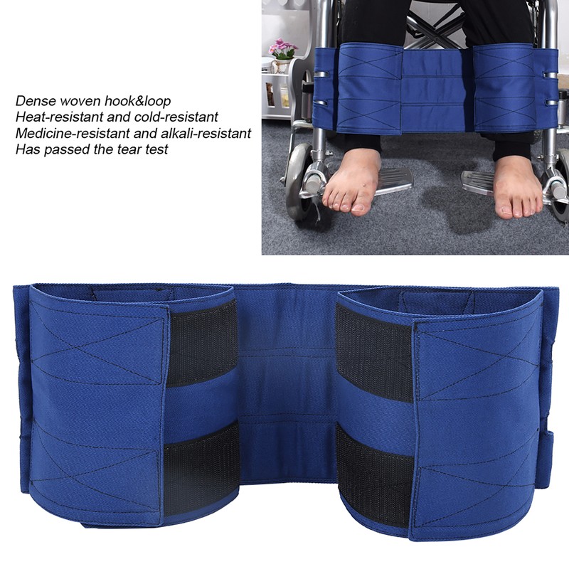 Wheelchair Footrest Non‑Slip Adjustable Leg Restraint Strap Seat Belt (Blue
