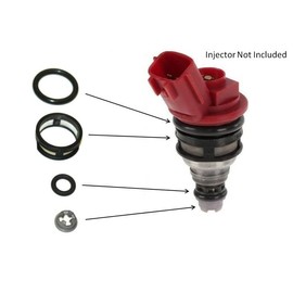 Side Feed Fuel Injector Repair Kit Filters Seals O-Rings Pintle Caps Compatible with JECS (4)