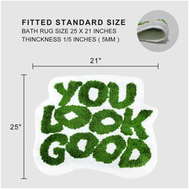 Inshere You Look Good Badematte, niedlicher Badezimmerteppich, grün, Küchenteppich, Fußmatten, weicher und saugfähiger Plüschkorallenstoff, cool, lustig, für den Innenbereich, Hausteppiche,