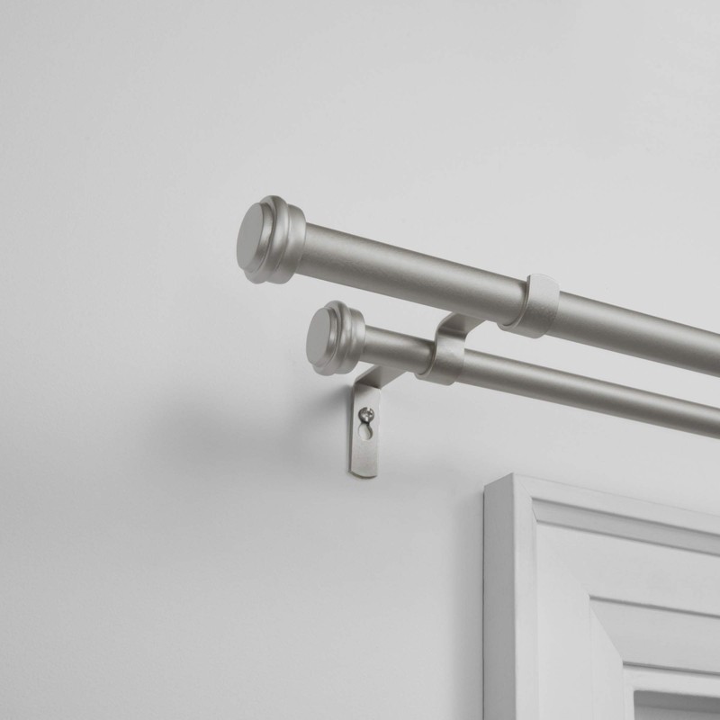 Exclusive Home Topper Double Curtain Rod and Finial Set, Matte