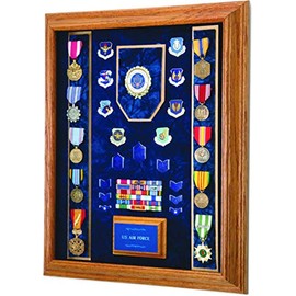 Military Award & Medal Display Case - 16x20 - Shadow Box (USAF Emblem / Blue Velvet)