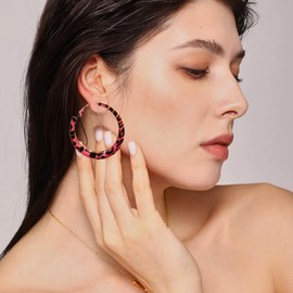 Vintage 60s/70s Leopard Earrings for Women Bohemia Earrings Lightweight Exaggerated Trendy Chunky Large Gold Round Star Geometric Statement Earrings, LAGE, Alloy Steel, No Gemstone