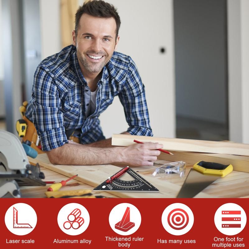 GORWARE Woodworking Triangle Ruler Aluminum Alloy Carpenter Framing Square Adjustable