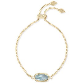 Kendra Scott Elaina Link Chain Bracelet for Women, Dainty Fashion Jewelry, 14k Gold-Plated Brass, Light Blue Illusion