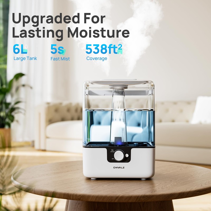 CHIVALZ 6L Humidifiers for Bedroom Large Room Home, Cool Mist