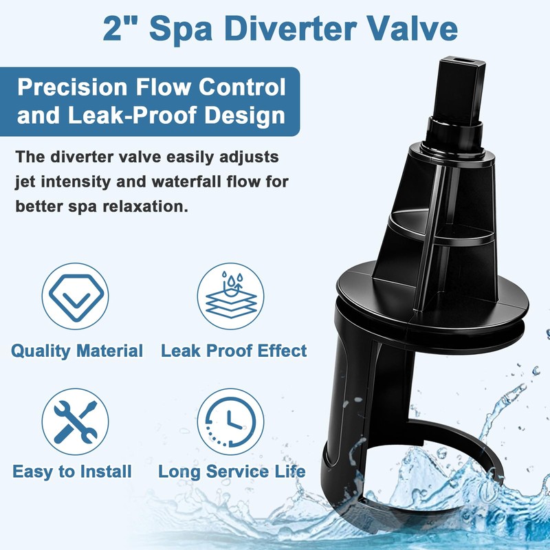 2" Hot Tub Diverter Valve Kit Stem with Cap Handle