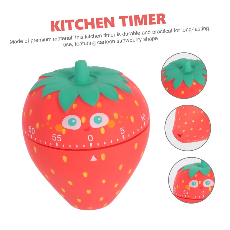 Mobestech Manual Strawberry Kitchen Timer Cute Mechanical Countdown Timer for