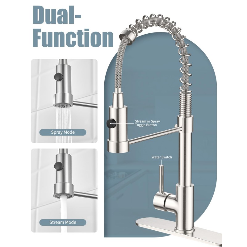 Casavilla Kitchen Faucets, Kitchen Sink Faucet with Soap Dispenser, Single