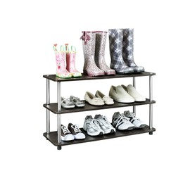 ClosetMaid 3-Tier Shelf Organizer Unit for Shoes, Accessories, Hats, Purses, Bags, in Entryway or Closet, Wood Shelves with Metal Frame, Espresso