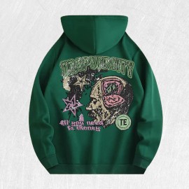 Trapversity Graphic Hoodie 100% Cotton US Warehouse 6 ColorsColor: Army Green, Size: M