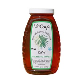 Raw Honey - Pure All Natural Unfiltered & Unpasteurized - McCoy's Honey Florida Palmetto Honey Jar 32oz