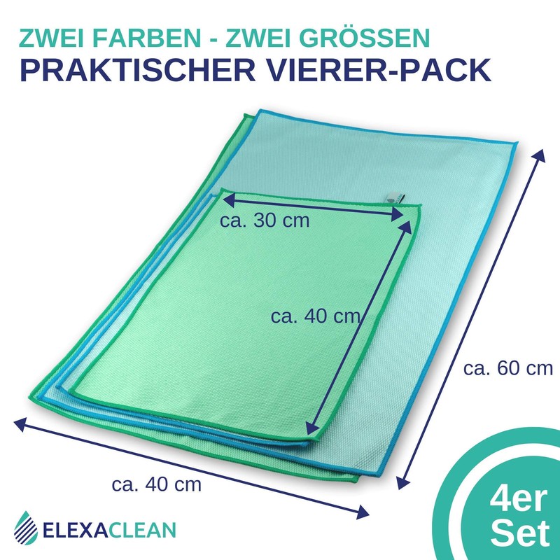 Elexaclean Window Cloth, Streak-Free, Microfibre Cloth, 60 x 40 cm