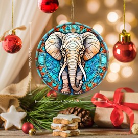 Dodosky Elephant Christmas Ornament - Elephant Ceramic Ornament - Elephant Ornaments for Christmas Tree - Gifts for Elephant Lovers - Elephant Keepsake Gifts - Animal Lovers Ornament Gifts